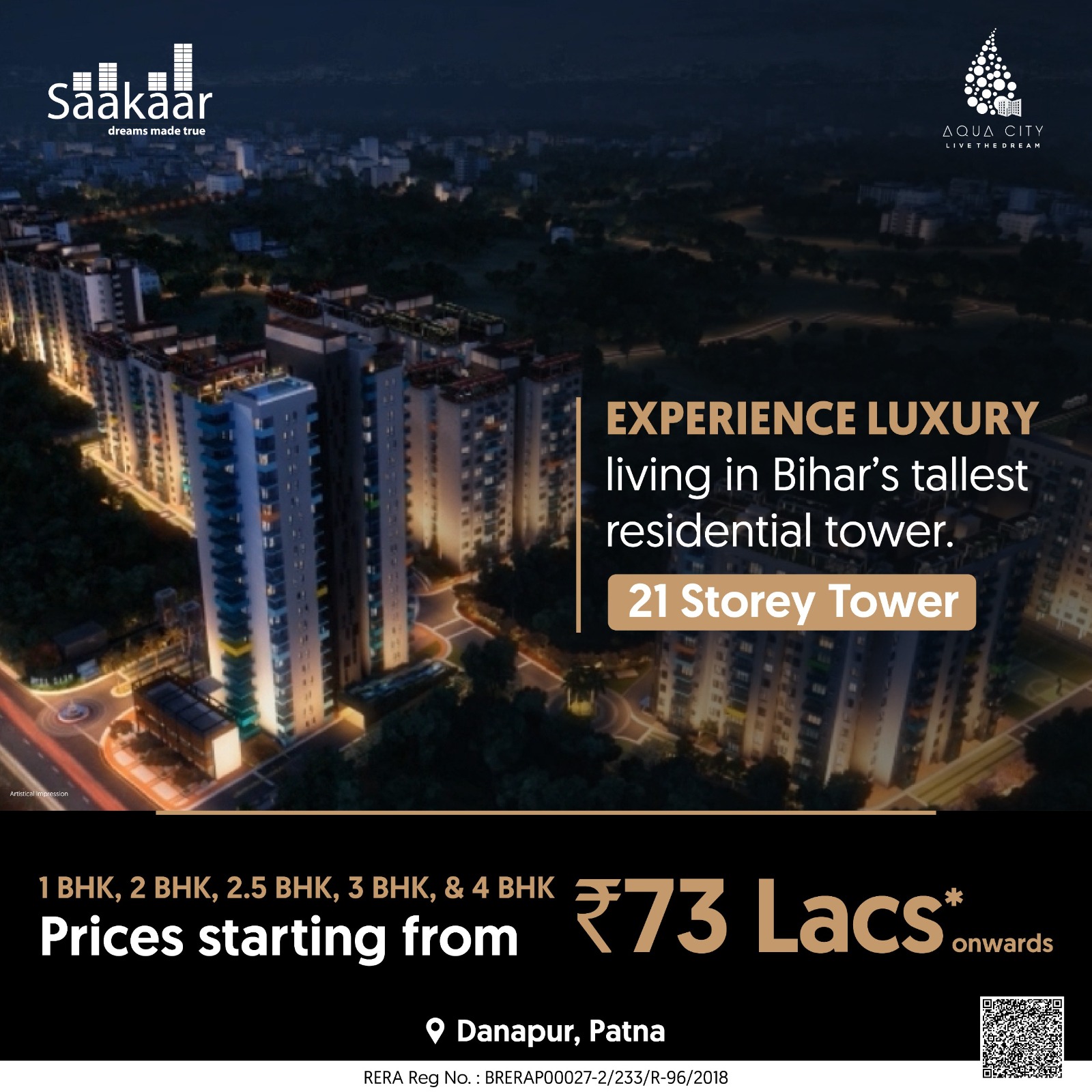 Saakaar Aqua City: Affordable flats for sale in Patna, featuring modern amenities and easy access to transportation and healthcare.