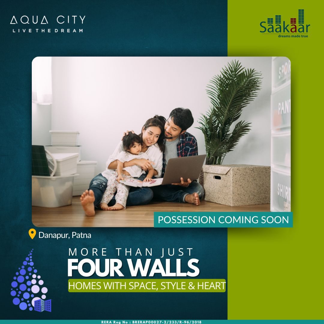 Modern residential buildings at Saakaar Aqua City, showcasing prime location in Patna
